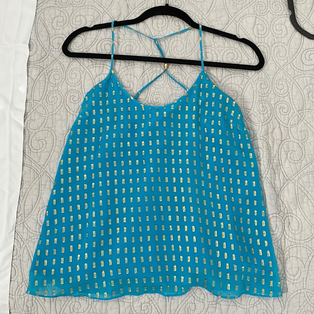 Lilly Pulitzer Maisy Silk Top with Gold Accents